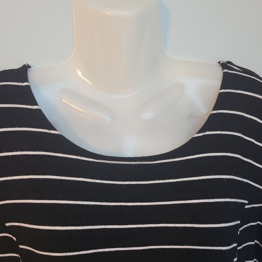 Torrid Peplum Ponte Crew Neck Top Womens 2X Black White Stripe Casual Workwear - Picture 6 of 13